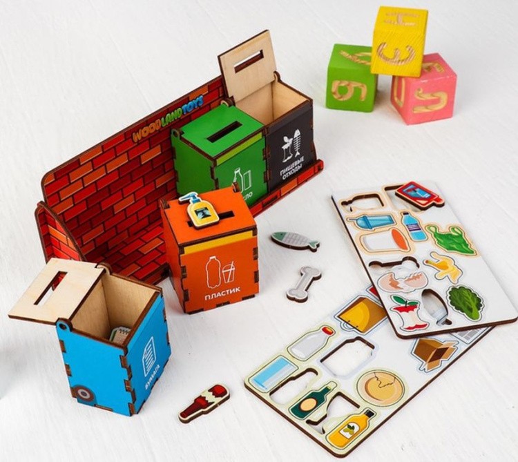 Развивающее пособие из дерева «Комодик. Сортировка мусора» — картинка 4