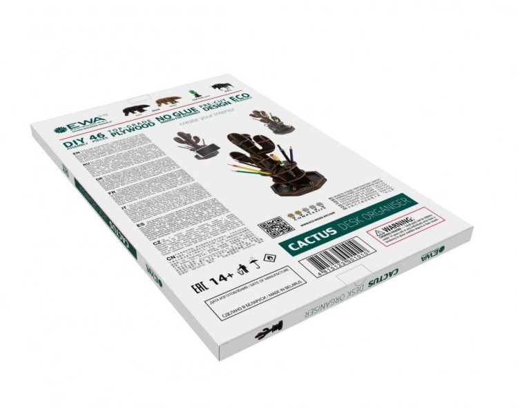 Конструктор из дерева «Настольный органайзер Кактус черный», Eco Wood Art — картинка 6