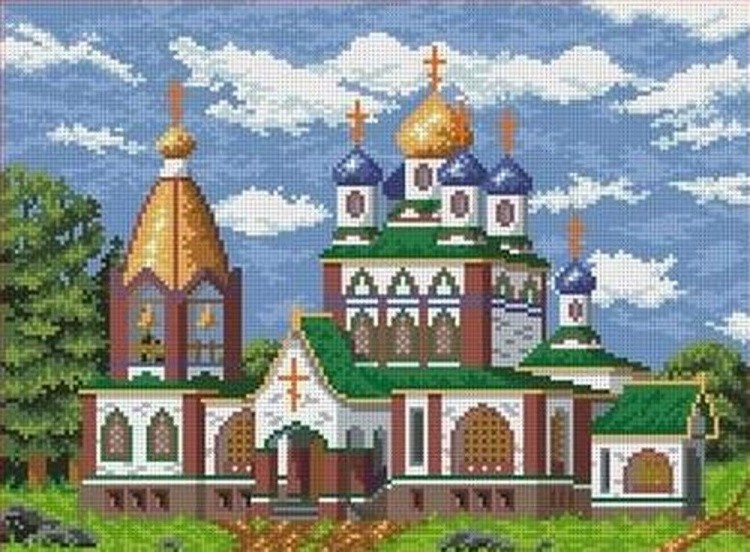 Рисунок на ткани «Церковь»