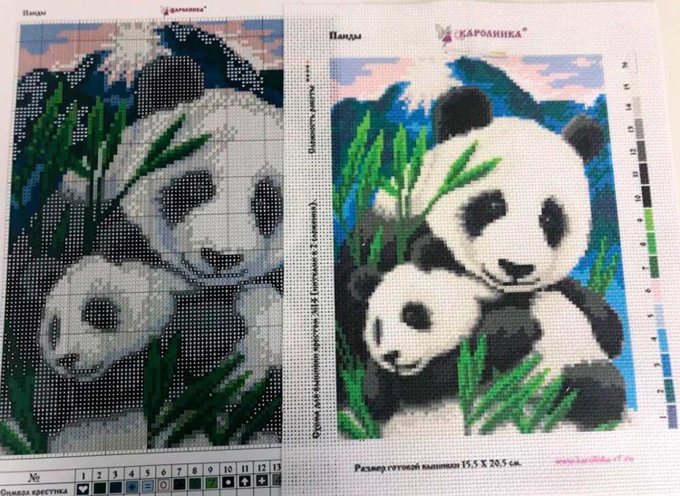Набор для вышивания «Мамы и их зверята. Панды» — картинка 3