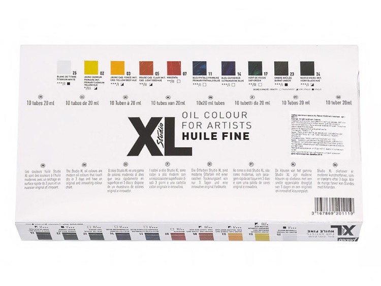 Краски Pebeo масляные 10 цветов набор XL с кистью 20 мл — картинка 2