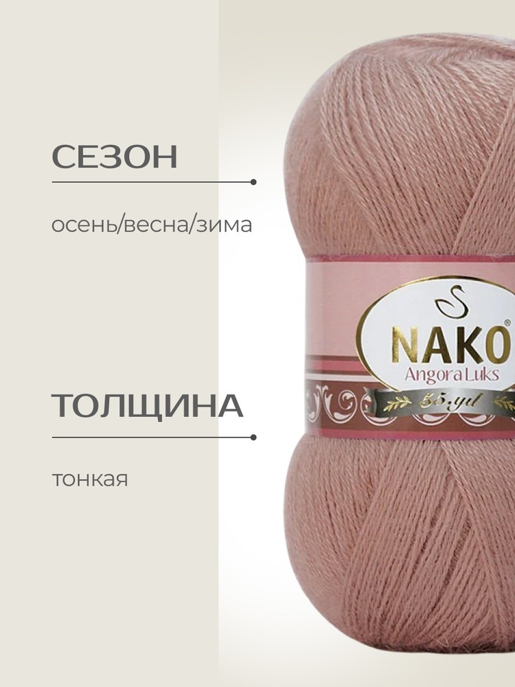Пряжа NAKO Angora luks (Нако Ангора Люкс), (11054), опал, 5 шт. по 100 г — картинка 2
