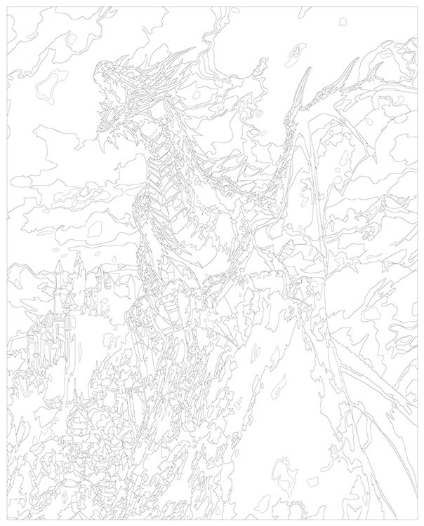 Картина по номерам «Ужасающий дракон на горе» — картинка 3