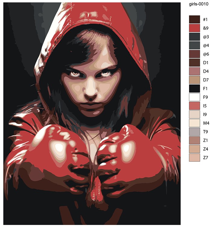 Картина по номерам «Девушка с боксерскими перчатками» — картинка 2