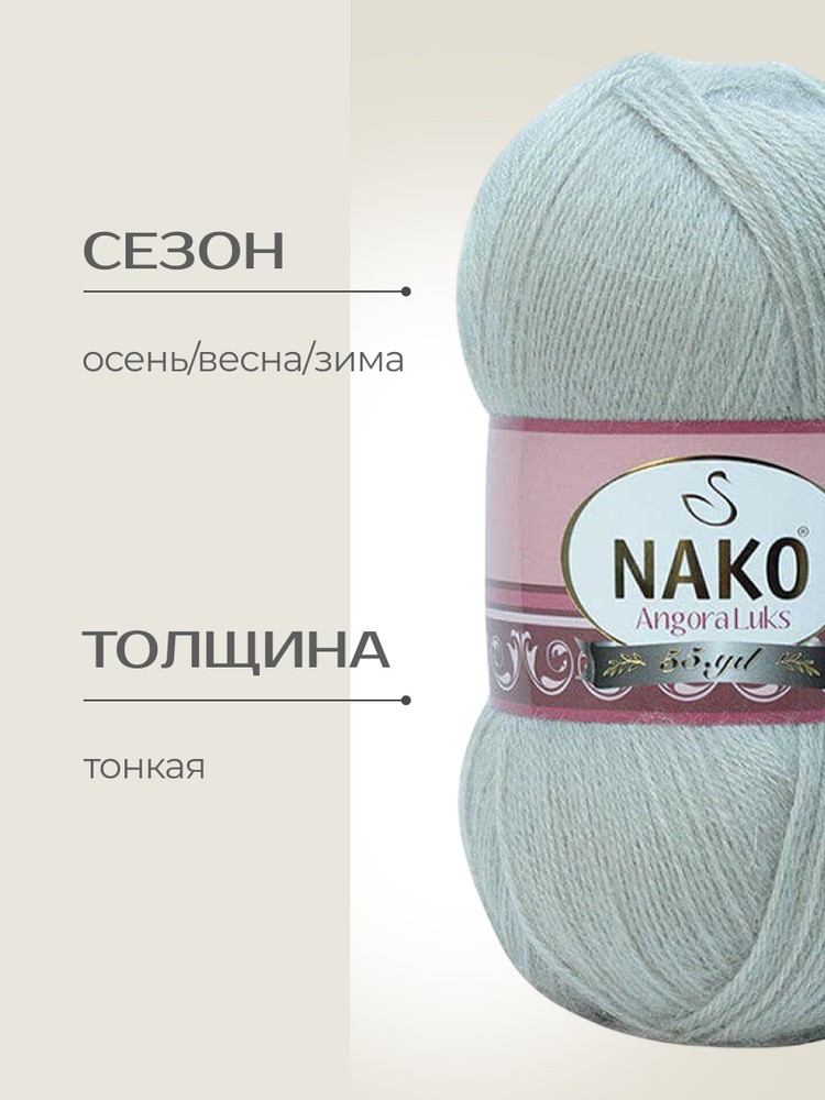 Пряжа NAKO Angora luks (Нако Ангора Люкс), (11031), дым, 5 шт. по 100 г — картинка 2