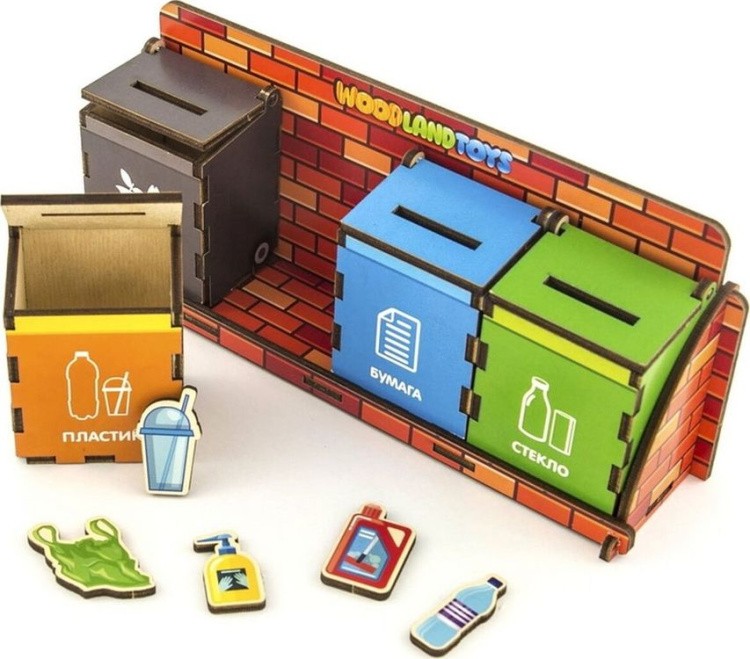 Развивающее пособие из дерева «Комодик. Сортировка мусора» — картинка 3