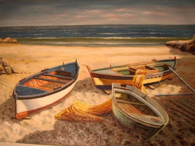 Алмазная вышивка «Лодки на берегу» — картинка 2