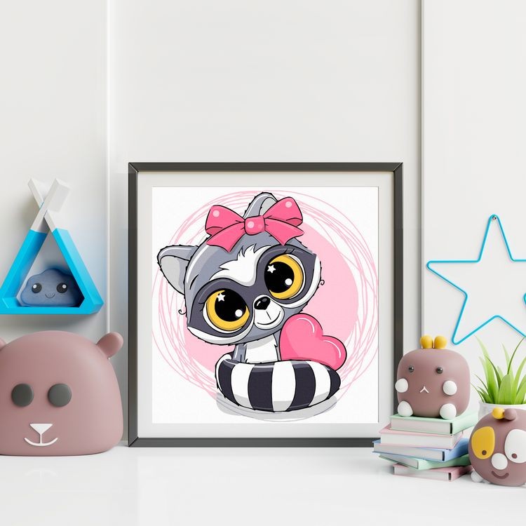 Картина по номерам «Енотик с розовым бантом» — картинка 3