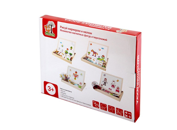 Двусторонняя магнитная доска с подставкой и магнитами «Роботы» — картинка 7