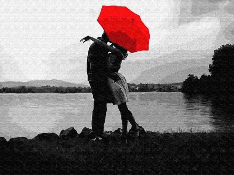 Картина по номерам «Свидание под красным зонтом»