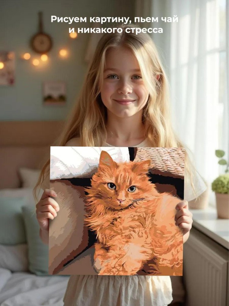 Картина по номерам «Рыжий кот» — картинка 7