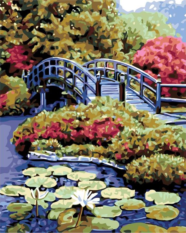 Картина по номерам «Мост через пруд»