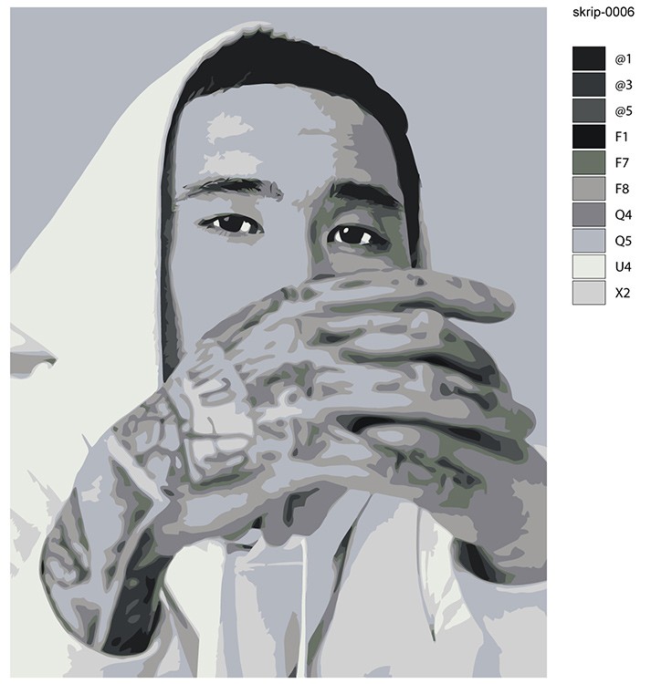 Картина по номерам «Скриптонит рэпер Адиль: чернобелая 40х50» — картинка 2