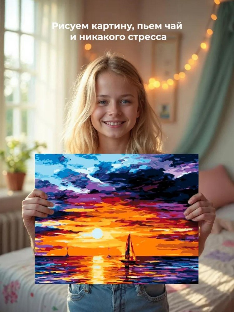 Картина по номерам «Паруса на закате» — картинка 6