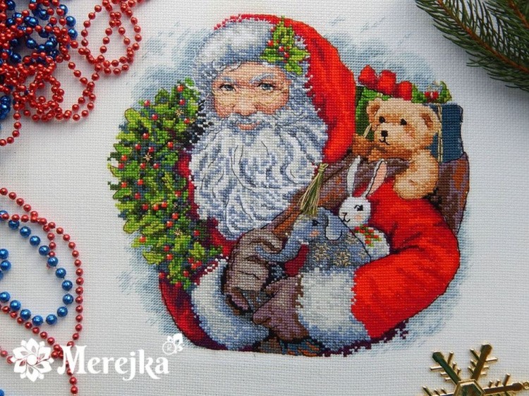 Набор для вышивания «Санта с венком» — картинка 3