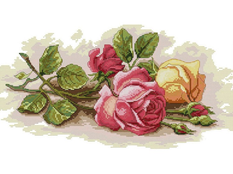 Набор для вышивания «Желтая и розовые розы»