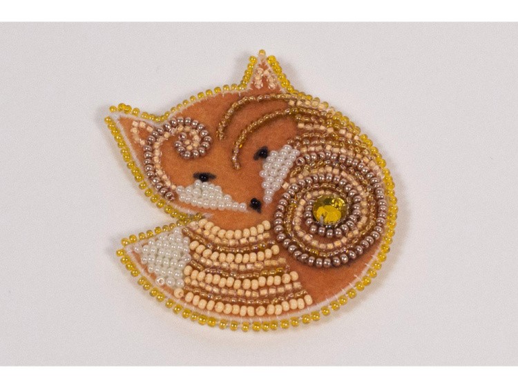 Набор вышивки бисером «Брошь Лисичка в кружевах» — картинка 2