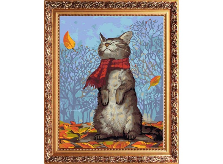 Картина по номерам «Кот в шарфе» — картинка 3