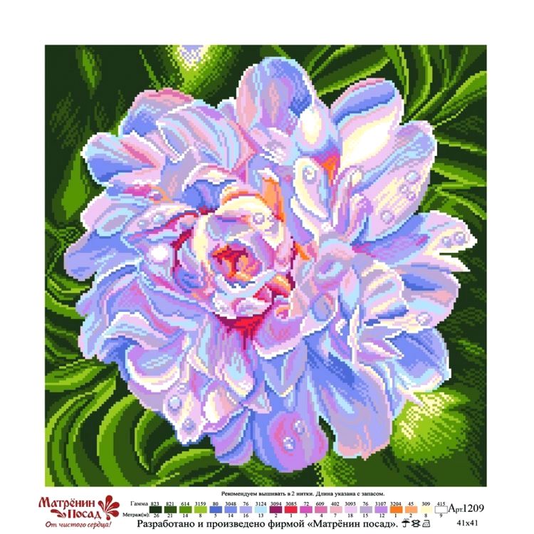 Рисунок на ткани «Пион» — картинка 2