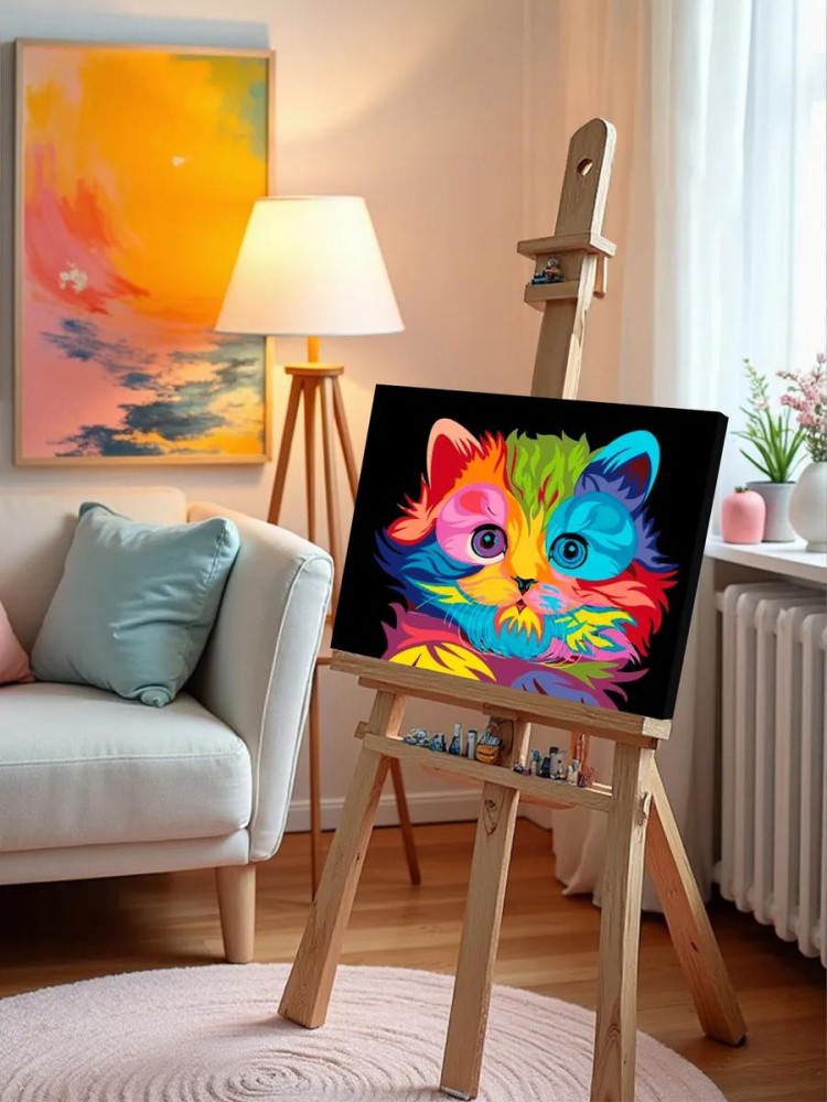 Картина по номерам «Радужный котенок» — картинка 9