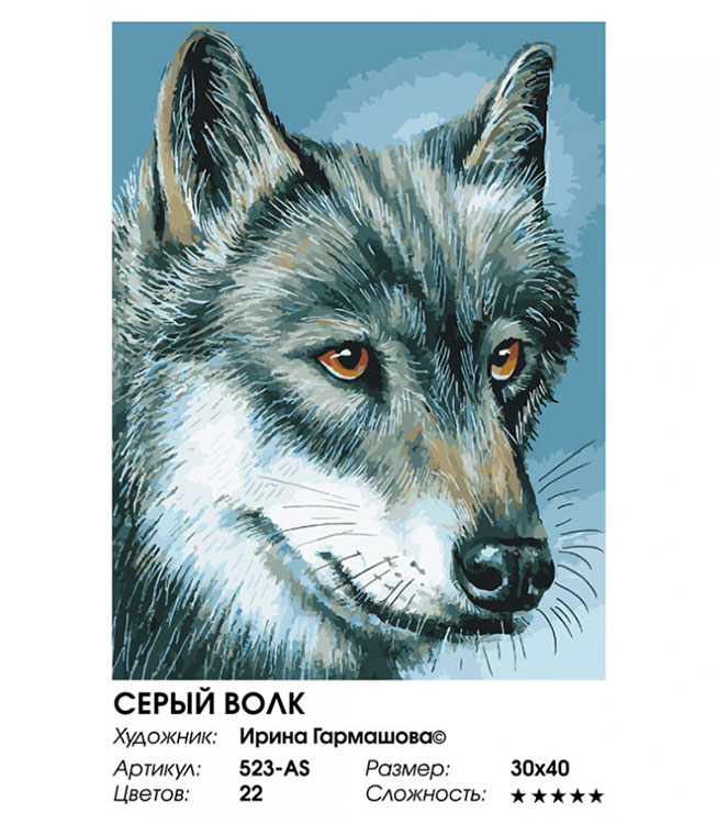 Картина по номерам «Серый волк» — картинка 2
