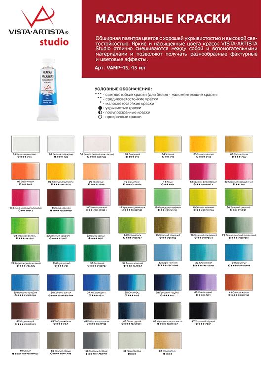 Краска масляная  Studio, 45 мл, 3 шт., цвет: 23 окись хрома (chrome oxide), Vista-Artista — картинка 3