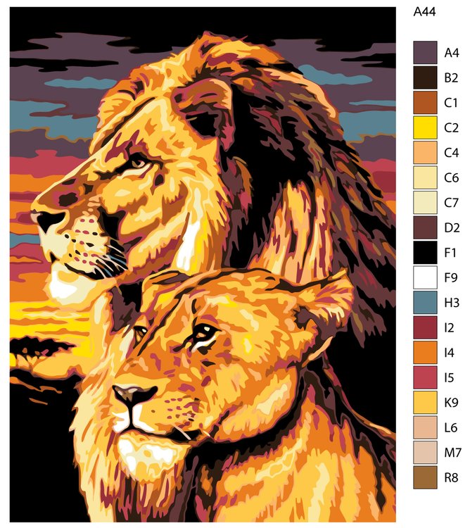 Картина по номерам «Семья львов» — картинка 2