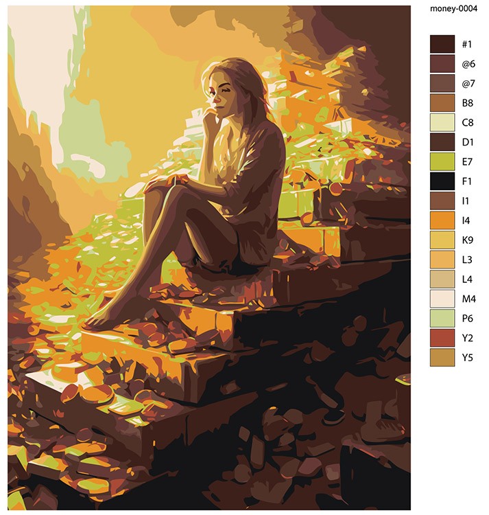 Картина по номерам «Девушка на горе из золота» — картинка 2