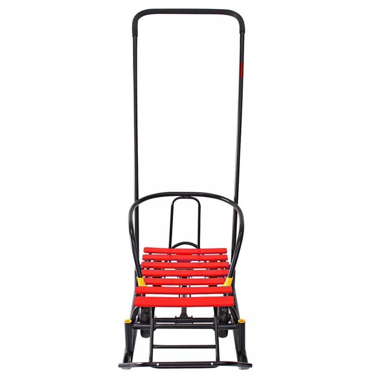 Санки детские Snow Black Auto красные рейки с колесами — картинка 10