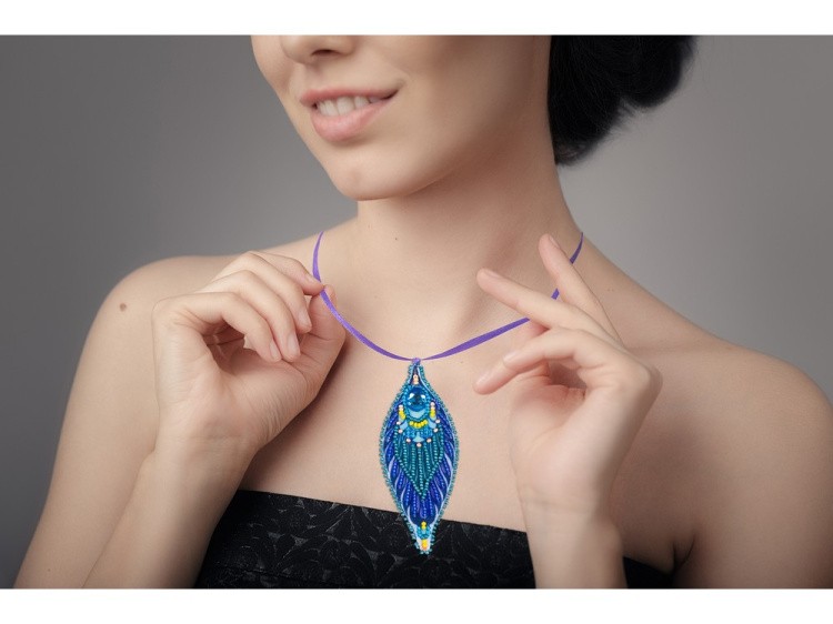 Набор вышивки бисером «Подвеска Перо павлина» — картинка 6