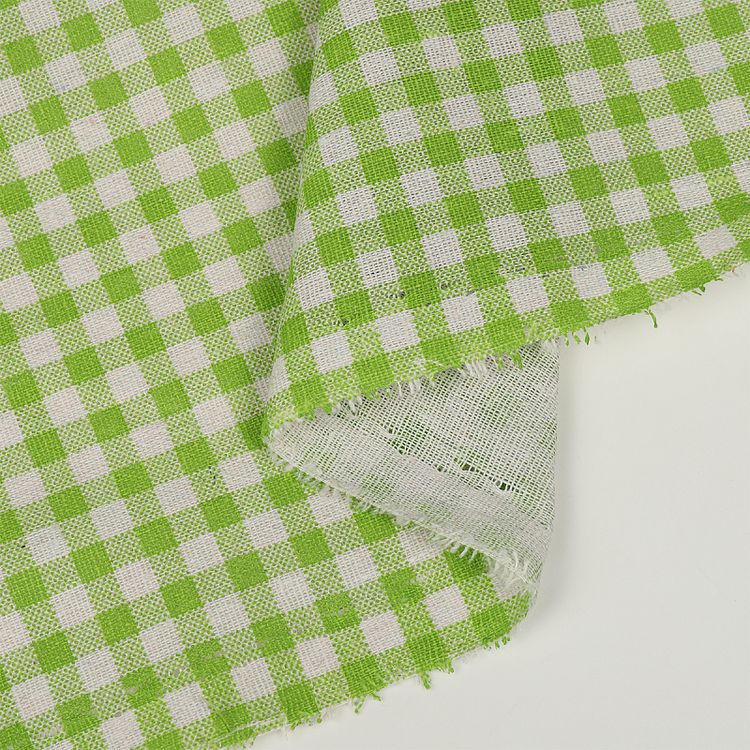 Ткань льняная, 1 м x 150 см, 140 г/м², цвет: зеленый, клетка, TBY — картинка 6