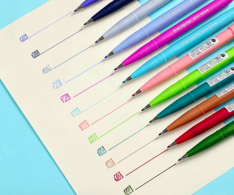 Фломастер-кисть Brush Sign Pen, 2 мм, цвет: черный, Pentel — картинка 8