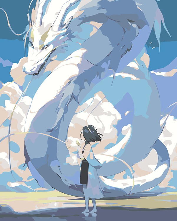 Картина по номерам «Аниме Унесенные Призраками: Тихиро и дракон Хаку 3»