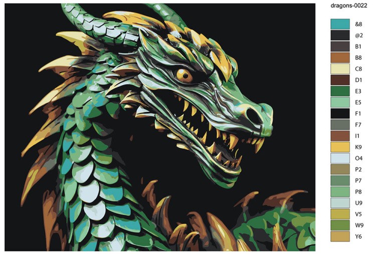 Картина по номерам «Зеленый деревянный дракон 3» — картинка 2