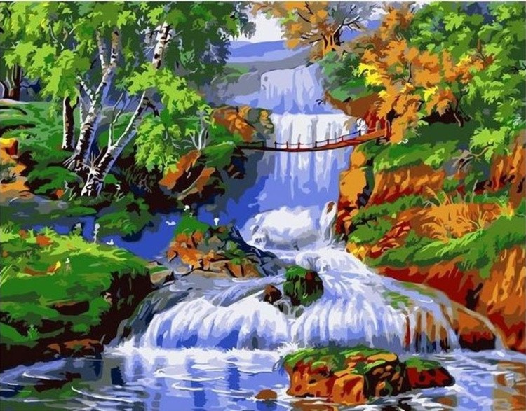 Картина по номерам «Водопад в лесу»