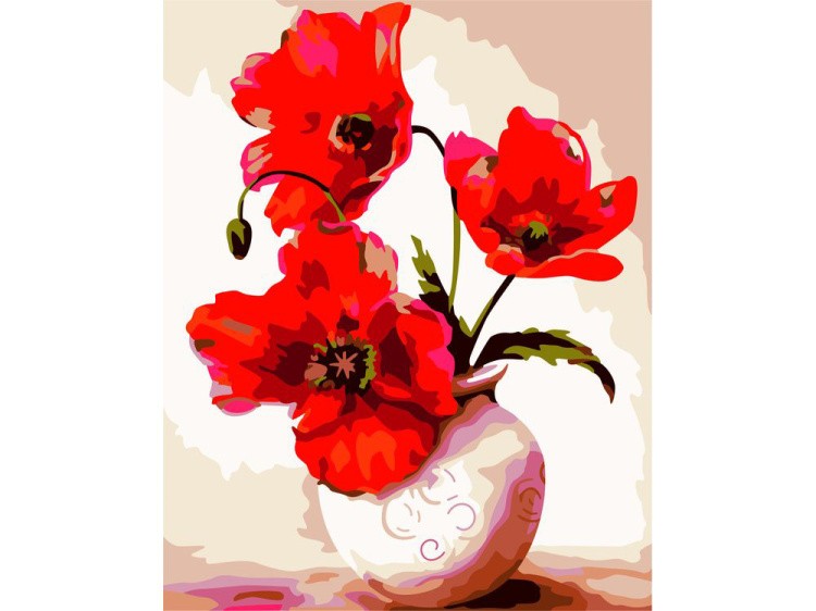 Картина цветным песком «Маки в вазе»