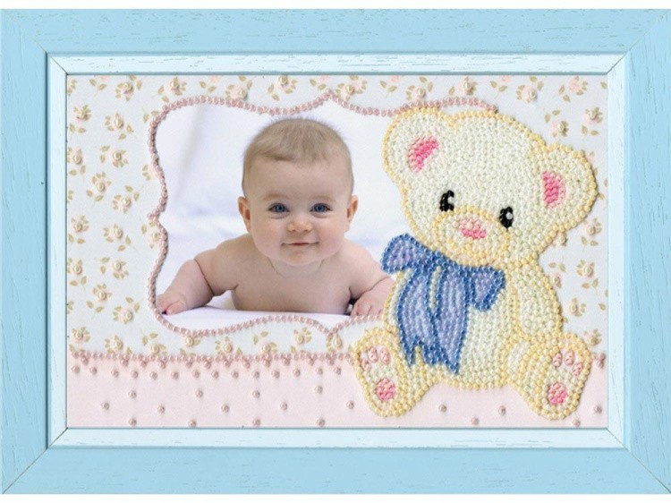 Набор вышивки бисером фоторамка «Мишутка с бантиком» — картинка 2