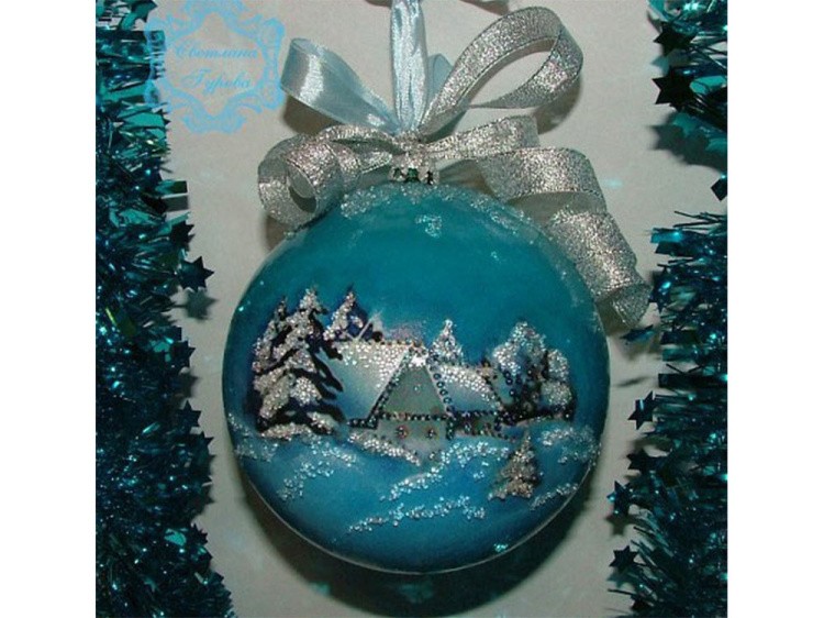 Шар елочный пластиковый белый для декорирования (d 12 см), 1 шт. — картинка 6