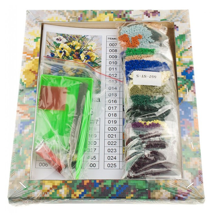 Алмазная вышивка «Букет с анютками» — картинка 3