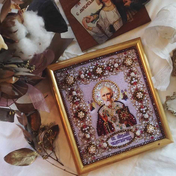 Вышивка Образа в каменьях «Николай Чудотворец» — картинка 5