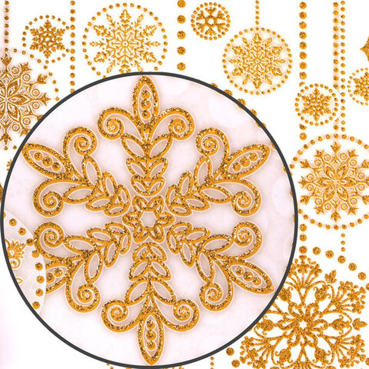 Украшение для окон и стекла «Узоры из золотых снежинок 2» — картинка 5