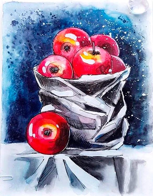 Алмазная вышивка «Натюрморт с яблоками»