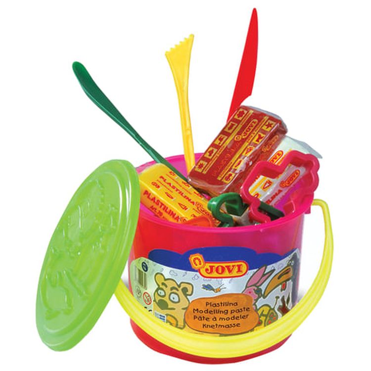Пластилин JOVI (Испания), набор, 6 цветов, 300 г, 3 формочки, 3 стека, клеенка — картинка 3