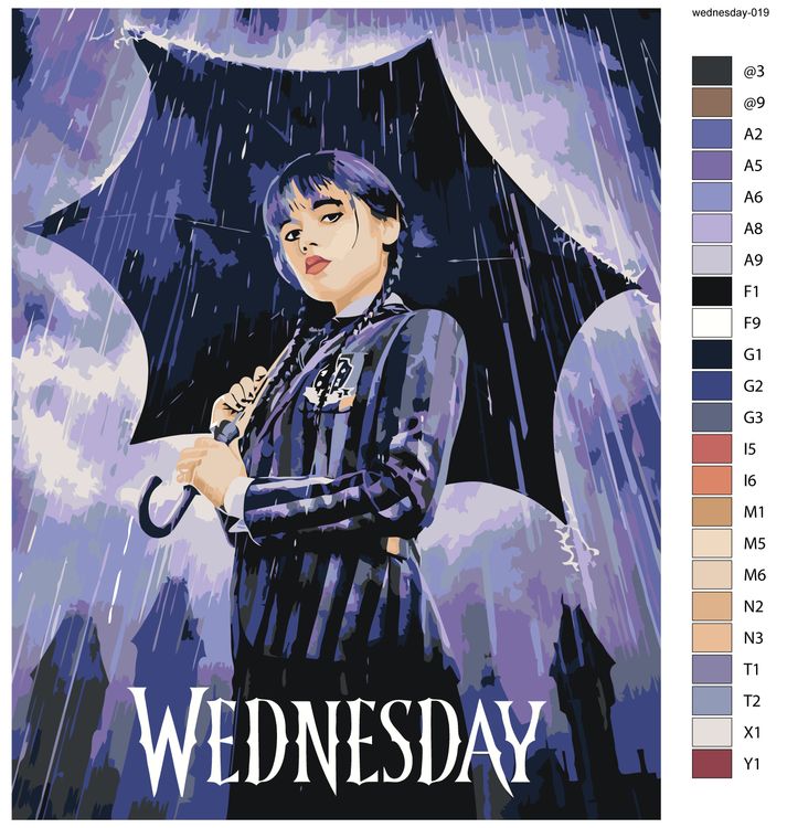 Картина по номерам «Wednesday Уэнсдей Аддамс: Постер с зонтом» — картинка 3