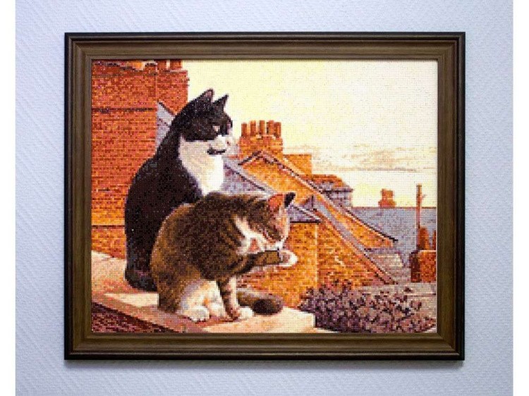 Алмазная вышивка «Коты на крыше» — картинка 4