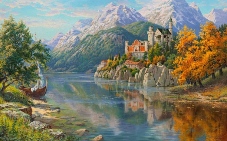 Алмазная вышивка «Замок в горах. И. Прищепа» — картинка 2