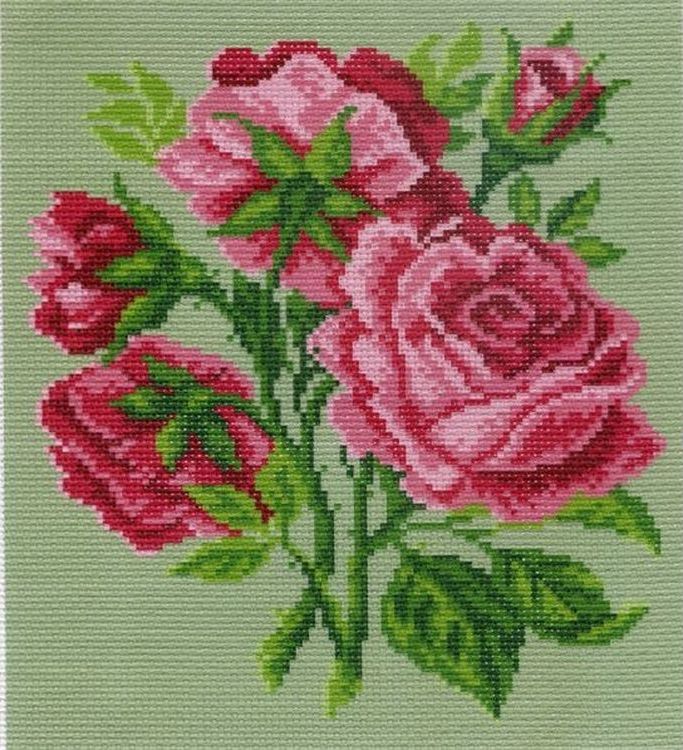 Рисунок на канве «Розовые цветы»