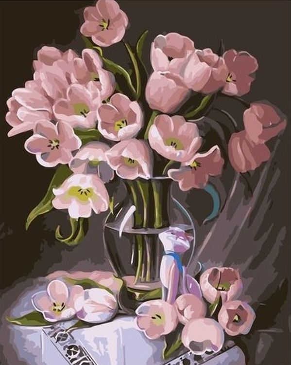 Картина по номерам «Розовые тюльпаны»
