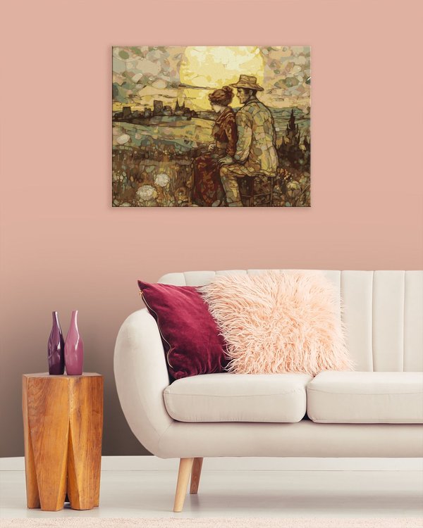 Картина по номерам «Пара влюбленных на поле на закате» — картинка 3