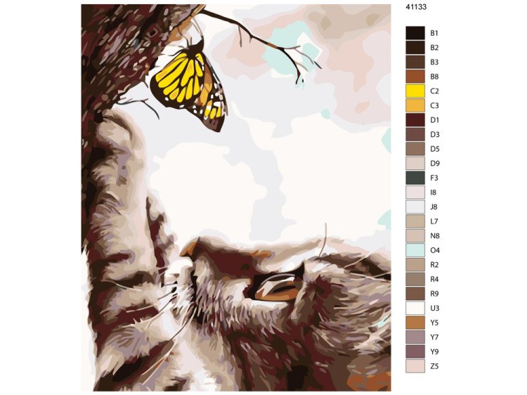 Картина по номерам «Котёнок и бабочка» — картинка 2